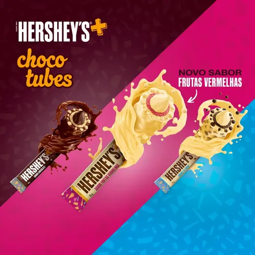 HERSHEY'S 、ハーシーズディスプレイ Display Hershey's Chocotubes Frutas Vermelhas 15 Unidades 25g Cada