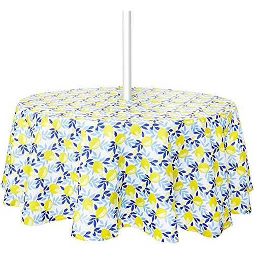Round Outdoor Tablecloth With Umbrella Hole For Patio T...