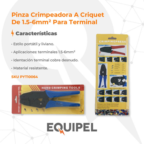 Pinza Crimpeadora A Criquet De 1.5-6mm² Para Terminal