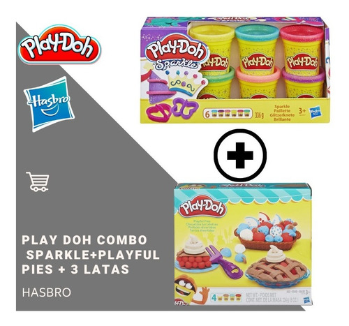 Plastilina Playdoh Pack Pastelitos Divertidos+sparkle+3botes
