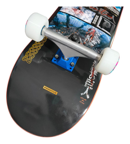 Patineta Skateboard Completa. Primitive 8.0 Pulgadas Blanco Azul