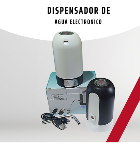 Dispensador De Agua Electrónico Recargable Blanco & Negro