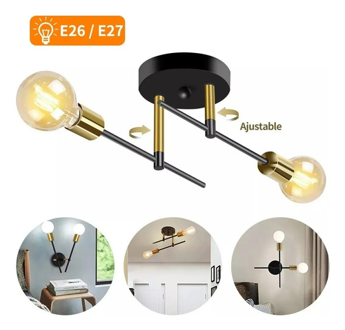 Lámpara Techo Led Colgante Sala Familia Moderna 2luces Focos