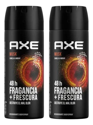 X2 Desodorante Axe Spray Aerosol Musk Canela & Ámbar 150ml