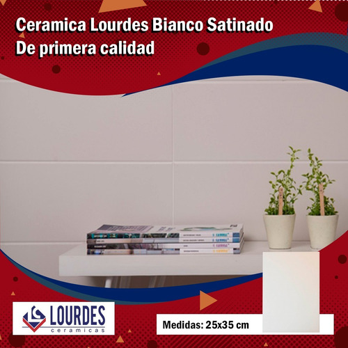 Imagen 3 de 4 de Cerámica Lourdes Bianco Satinado 25x35 1ra Proyectar