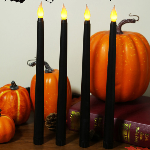 Paquete De 2 Velas Negras Sin Llama W Night Light, Blinking