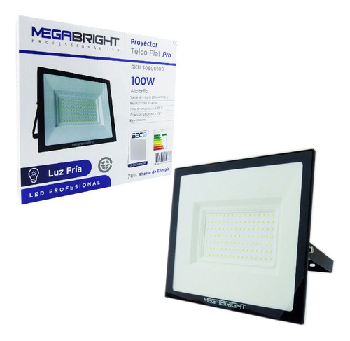 Foco Led Telco Flat Pro 100w Megabright Luz Fria Certificado