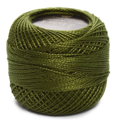 Caixa de 10 peças de fio de algodão egípcio Giza Anchor Perle Coats, cor 0269, verde musgo escuro