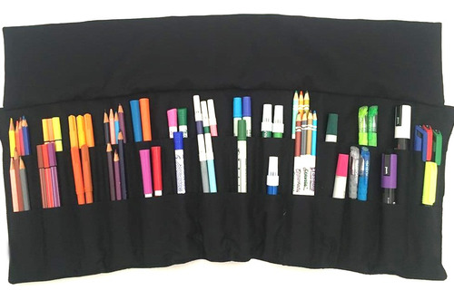 Estojo De Tecido De Enrolar Com Divisórias Para 105 Lápis