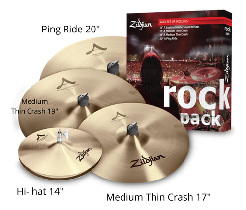Kit De Pratos Zildjian A Series Rock Pack 14 17 19 20 A0801r