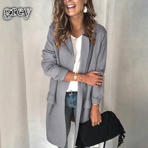 Blazer Casual De Manga Larga Con Bolsillo Falso De Color Lis