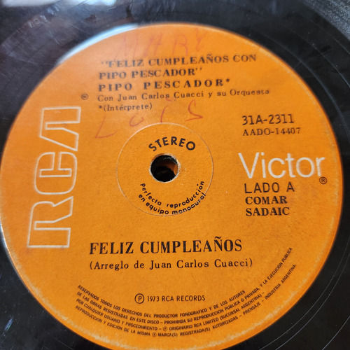 Simple Pipo Pescador Feliz Cumpleaños Rca Victor C2