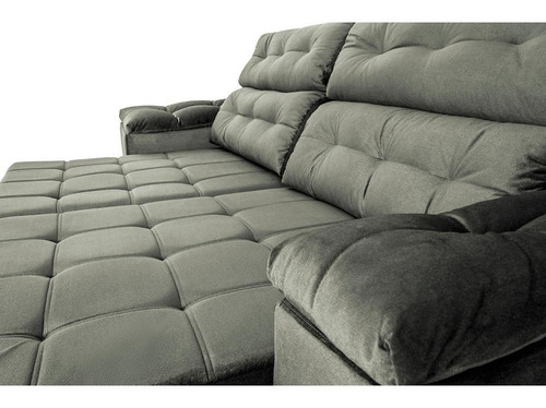 Imagem 4 de 8 de Sofá New Itália 2,72 Mts Retrátil E Reclinável Suede Cinza
