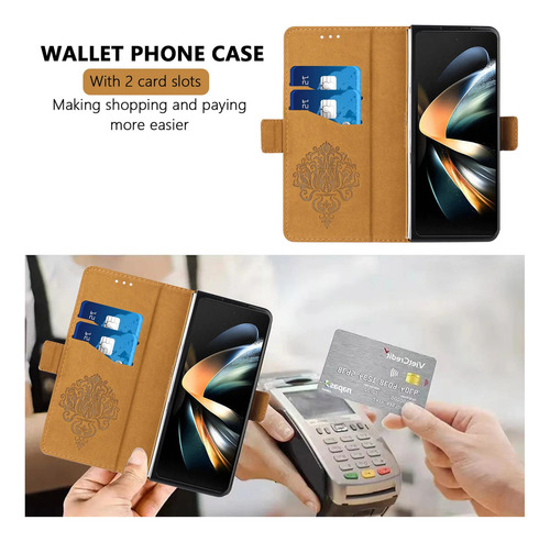 Funda De Piel Tipo Cartera Con Ranura Para Tarjetas De Prese