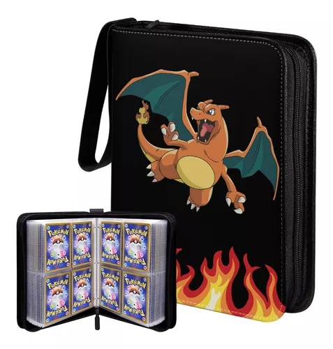 Porta 400 Cards Pokémon Charizard Album Fichario Com Ziper