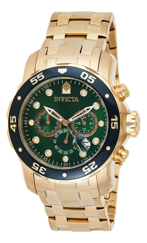 Cronógrafo Invicta 0075 Pro Diver Para Hombre Chapado En Oro