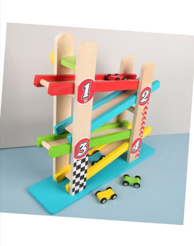 Pista De Madera Con 4 Vehículos. Sparke Create Imagine Multicolor
