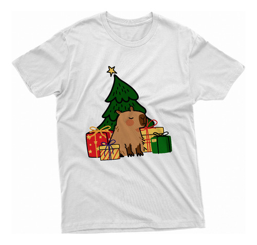 Capibara Navideños - Polo Blanco