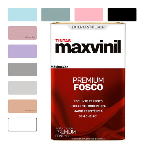 Tinta Acrílica Anti Mofo Fosca Maxvinil Premium 16 Litros