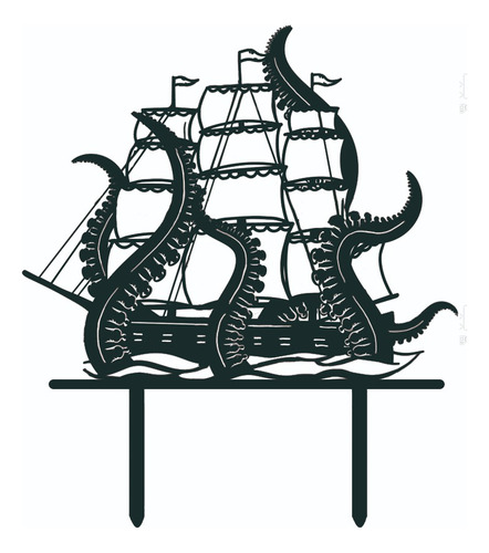 Cake Topper Adorno Torta - Kraken Pulpo Barco Personalizable