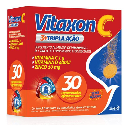 Vitaxon Tripla Ação Vitamina C,d E Zinco 30 Comp
