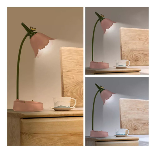 Lámpara De Mesa Led De Flúor, Luz De Escritorio Rosa