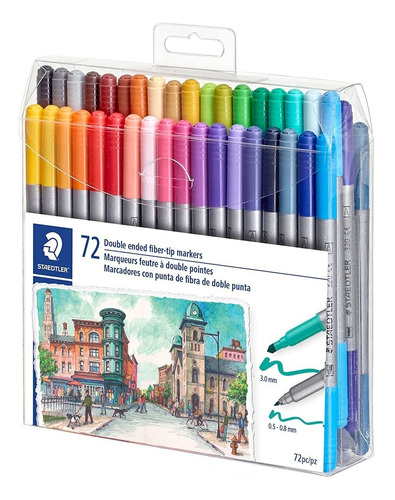 Marcadores, Staedtler Plumones Doble Punta X 72 Colores