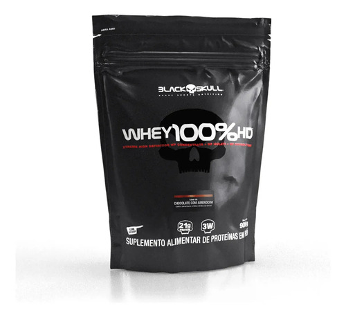 Refill Whey 100% Hd Sabores I 900g I Black Skull Chocolate Com Amendoim