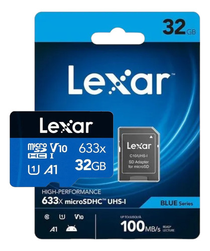 Cartão De Memória Lexar 32gb Micro Sd V10 633x A1 U1 4k Uhd