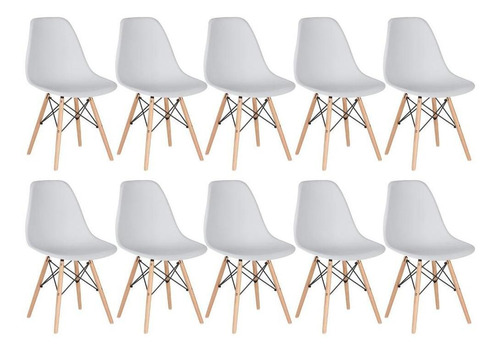 10 Cadeiras Charles Eames Wood Cozinha Eiffel Dsw Cores Cor da estrutura da cadeira Cinza-claro