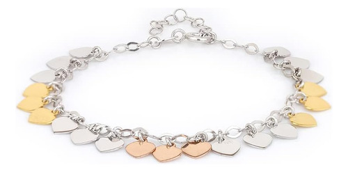 Pulseras Colgantes De Corazones Multicolores De Plata Esterl