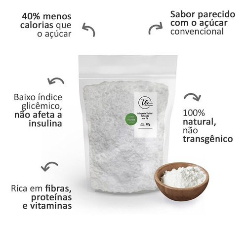 Xylitol Xilitol Refinado Pó 3kg Adoçante Natural 100% Puro