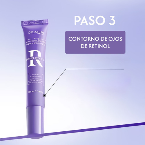 Set 6 Piezas Cremas Antiedad Y Antiarrugas Bioaqua Con Retinol Cuidado Facial Hidrata, Reafirma Y Reduce Líneas De Expresión