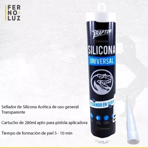 Sellador Silicona Transparente 280ml + Pistola Aplicadora