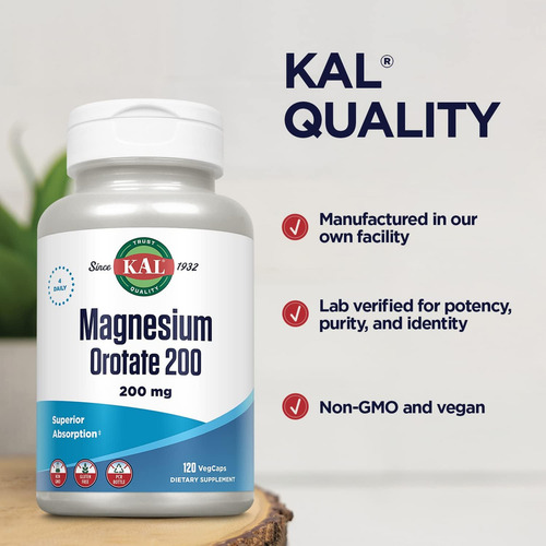 Kal Orotato De Magnesio 200mg Salud Osea, Muscular, Nervios Sin Sabor