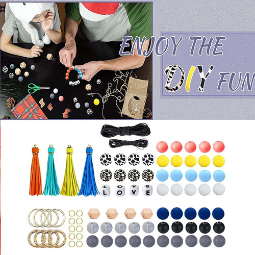 Kit De Fabricación De Cuentas Llavero De Silicona Cuerda