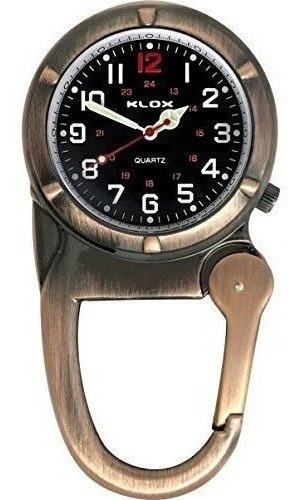 Reloj Con Clip - Dial Negro - Cobre Antiguo