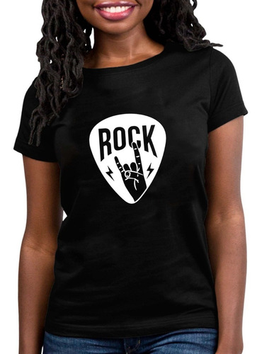 Imagen 2 de 6 de Remera Negra Púa Rock Música Algodón Peinado Calidad Premium