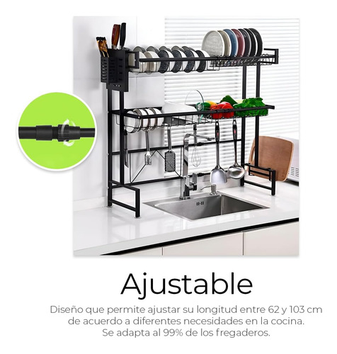 Escurridor De Trastes 2 Niveles Ajustable Acero Inoxidable