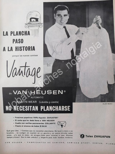 Cartel Retro Aldo Monti Y Camisas Van Heusen 1960s /4