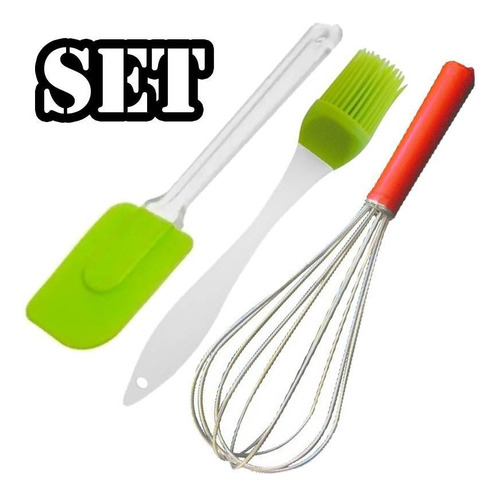 Set Espatula + Pincel Silicona + Batidor Gastronomico.