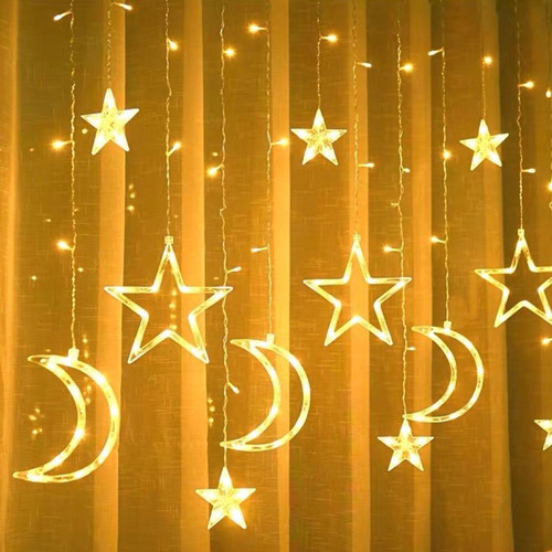 Cadena De Luces Blancas Cálidas Para Cortinas Con Forma De E