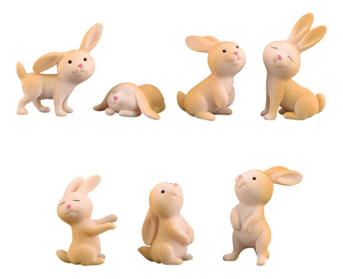 7 Pcs Cute Miniature Rabbit Figure Animal Rabbit Charac...