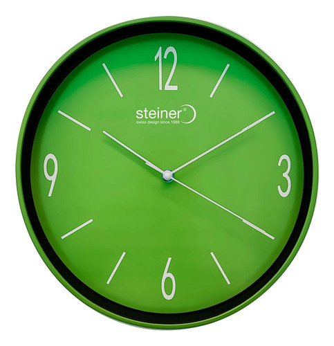 Reloj De Pared Análogo Colors Ø 30 Cm Steiner Estructura Verde Fondo Verde