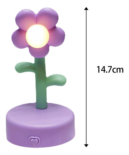 Lámpara De Mesa De Flores, Luz Nocturna, Con Pilas,