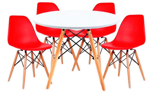 Juego Comedor Eames Mesa Redonda 80cm + 4 Sillas Eames