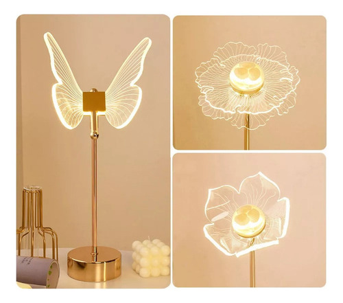 Lámpara De Mesa De Noche Acrílico Luces De Mesa Iluminación Estructura Mariposa