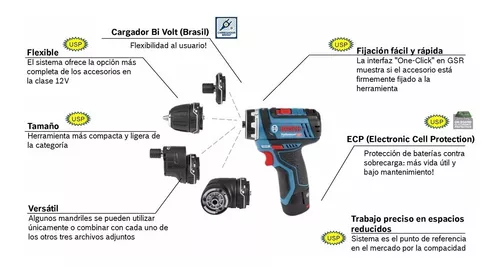 06019F60G0 Taladro atornillador Bosch GSR 12V-15 FC 12V 2 baterías y maletín