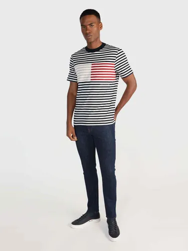 Playera Negra Rayas Rojas Y Blancas De Hombre Tommy Hilfiger