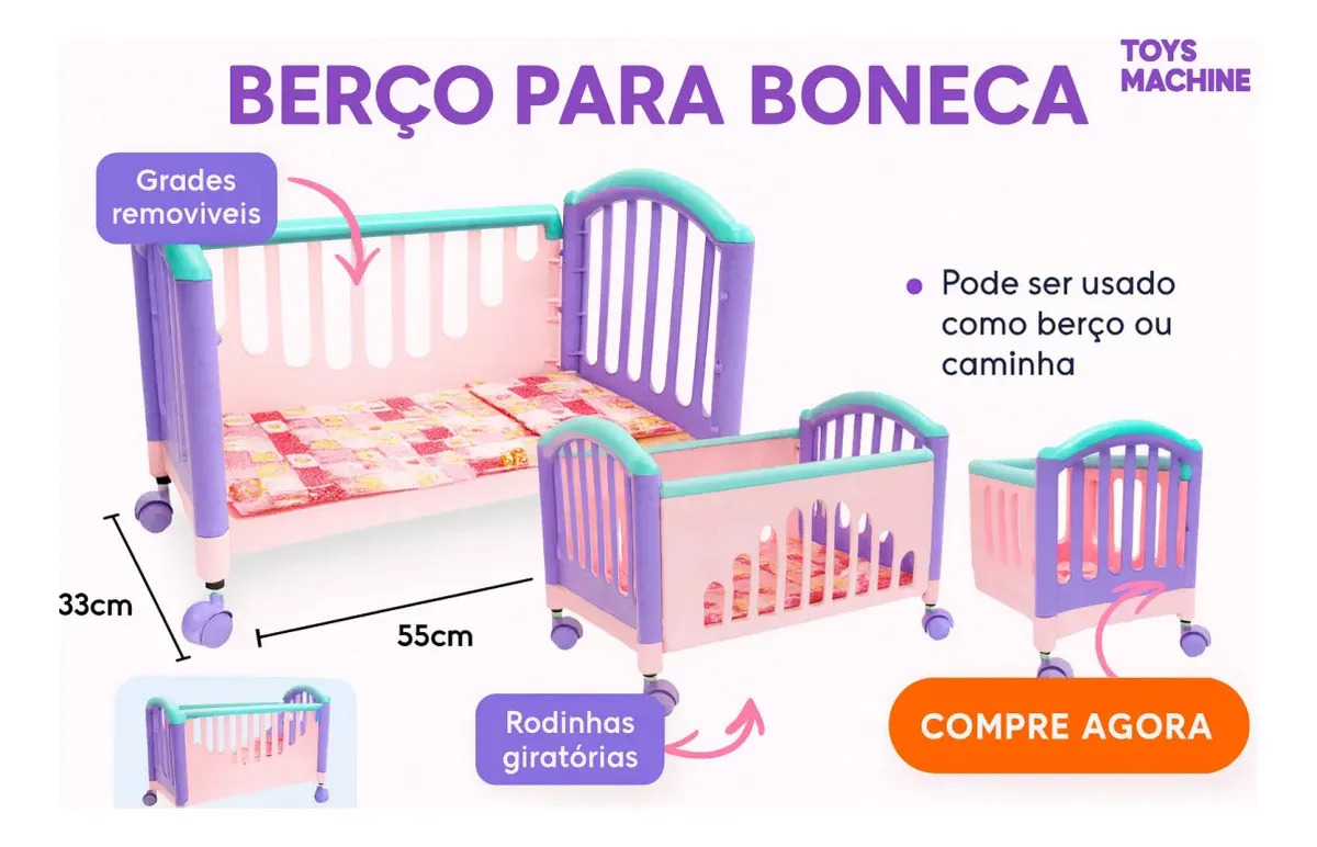 Berço Meu Soninho P/ Boneca Infantil - Monte Líbano